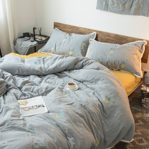 Minimalist all-cotton double layer gauze four sets of crochet lace lace embroidery Pineapple Pure Cotton Quilt Cover Bed bedding