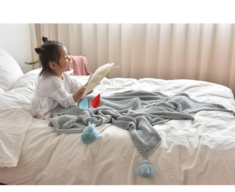 Handmade bóng tua bông len chăn len chụp ảnh đạo cụ dệt kim bông chăn gối thường lạnh chăn - Ném / Chăn chăn nỉ cho bé