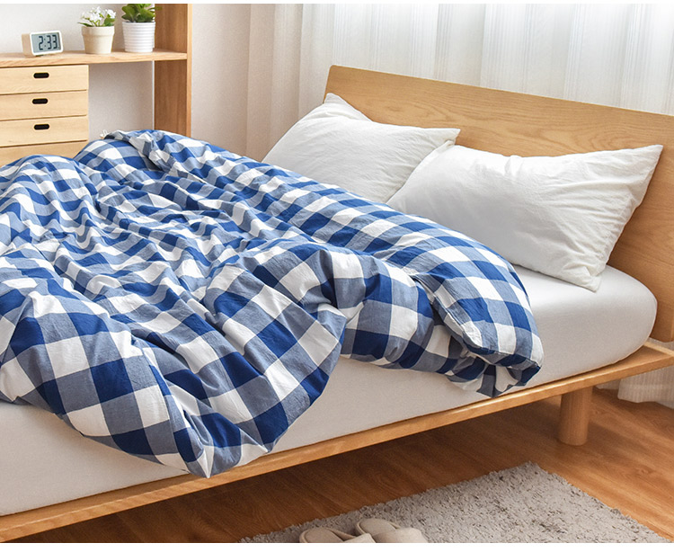 Bông rửa quilt cover Scorpio cotton quilt bìa đơn giản màu rắn sọc kẻ sọc cotton quilt cover bộ đồ giường