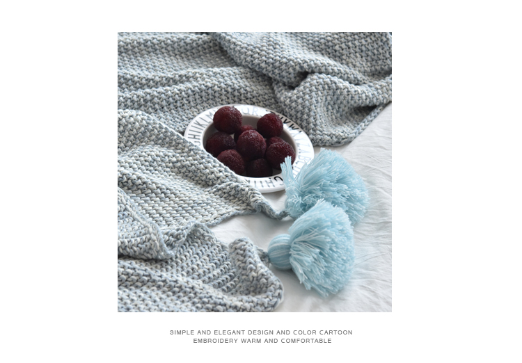 Handmade bóng tua bông len chăn len chụp ảnh đạo cụ dệt kim bông chăn gối thường lạnh chăn - Ném / Chăn chăn nỉ cho bé