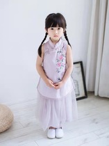 21411 Childrens Chinese mountain tea flower wears a vessel robe skirt
