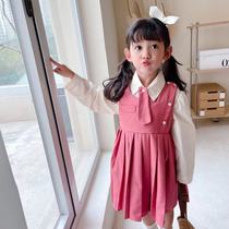 2223 Childrens trend Korean dress two pieces