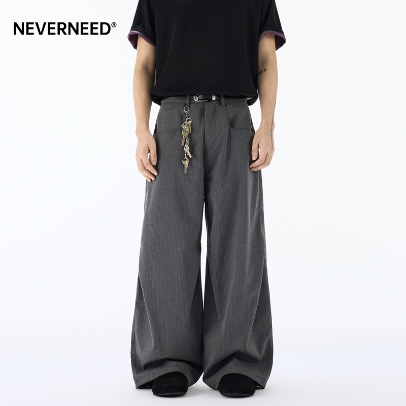 Neverneed Striped Straight-Leg Casual Trousers for Men and Women, Summer Thin Style, American Old Money Style, Drapey A-Line Wide-Leg Pants Neverneed Striped Straight-Leg Casual Trousers for Men and Women, Summer Thin Style, American Old Money Style, Drapey A-Line Wide-Leg Pants