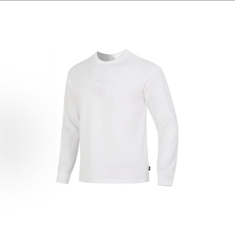 Nike/Nike Solid Color Embroidered Sports Round Neck Pullover Printed Long-Sleeved T-Shirt for Men and Women White D07391-100 Nike/Nike Solid Color Embroidered Sports Round Neck Pullover Printed Long-Sleeved T-Shirt for Men and Women White D07391-100