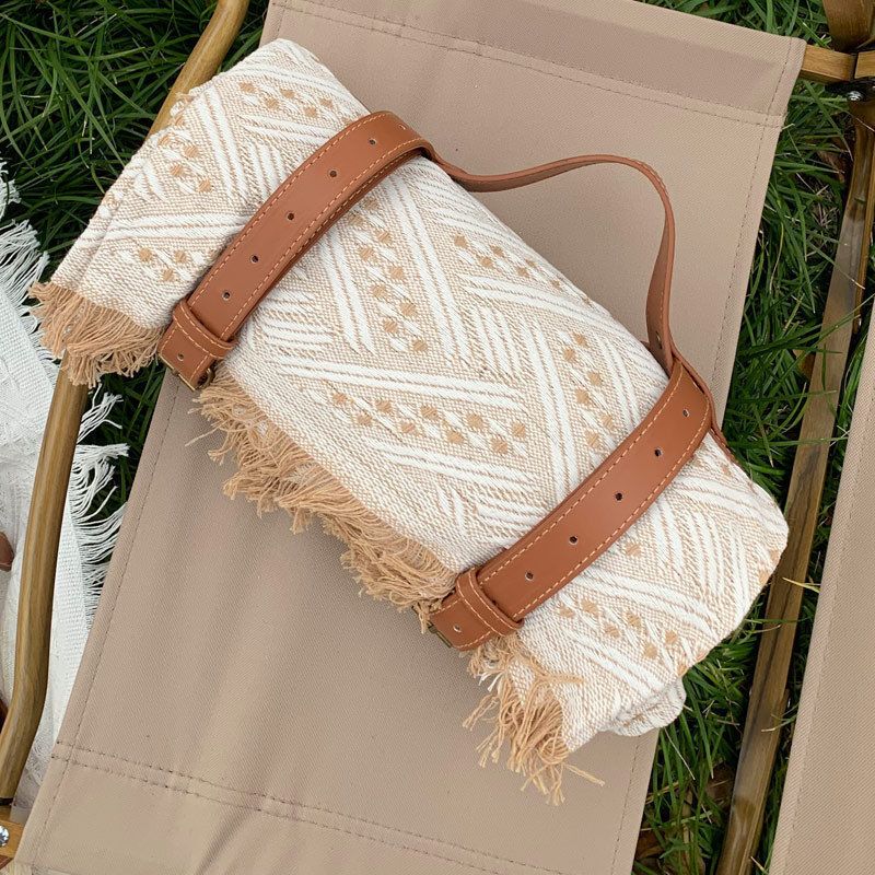 Picnic Mat Bohemian Outdoor Camping Beach Thickened Tablecloth Picnic Cloth Lawn Mat Blanket ins Wind Tassels