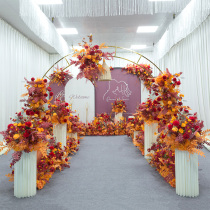 New wedding floral wedding background welcome area T stage decoration road flower spot flower row triangle flower row