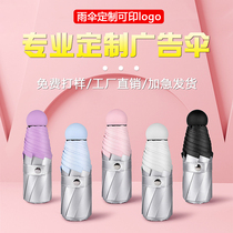 Titanium Silver Sunscreen Umbrella Advertising Umbrella Customized logo parasol Anti-ultraviolet Women Sunshine and Rain Double Five-fold Capsule Umbrella