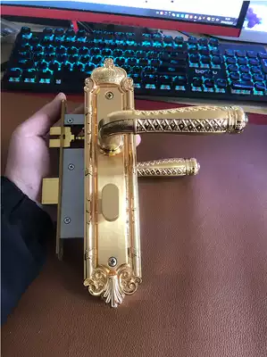 Top fixed door lock European indoor bedroom door lock plate hand lock solid wood door lock gold door lock