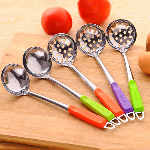 Thickened Stainless Steel Leaking Spoon Soup Spoon Kitchenware Long Handle Hemp Spicy Hot Pot Scoop Kitchen Hot Pot Tableware Domestic Spoon