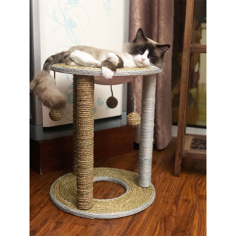 Cat climbing frame cat nest small sisal cat climbing frame cat tree solid wood cat jumping platform cat scratching board luxury bamboo mat toy