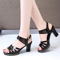Fish Mouth Sandals Women 2019 New Summer Hollowed-out 100 Lapped Thick Heel Heels High Heels Waterproof Desk With Fairy Wind