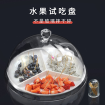 Round melamine fruit plate with cover try plate promotion multi-grid box divided home transparent snack cake dessert