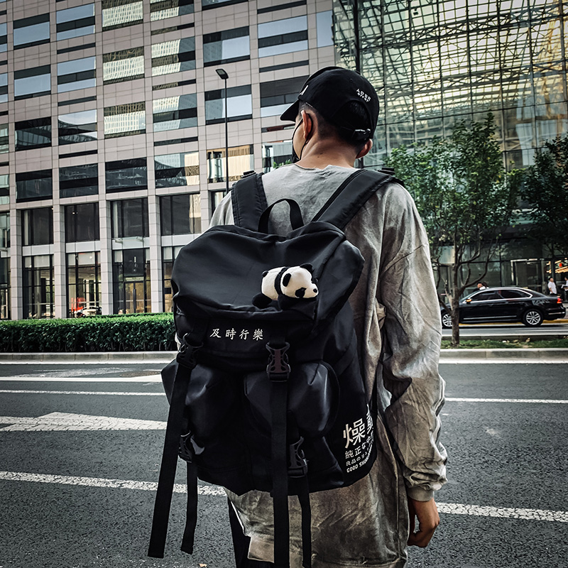 School Boy College Student Fashion Trends Tooling Function Wind Double Shoulder Bag High School Student Multi-Pocket Computer Travel SHOULDER BAG