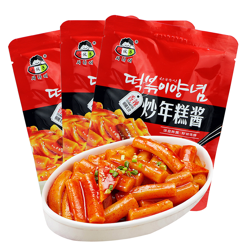 Lad fried rice cake sauce 150g*3 bags Korean chili sauce Stone pot bibimbap sauce Fried rice cake hot sauce Sweet hot sauce