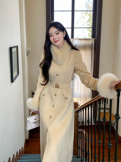 Новая зимняя куртка GERTCOREL2025 во французском стиле с мехом лисы и гусиным пухом, длинный теплый пуховик для женщин