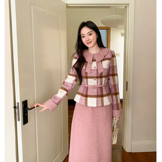 Gertcorel2025 neuer winter golden style lila gänsedaunenfutter daunenjacke halbrock haute couture anzug für damen