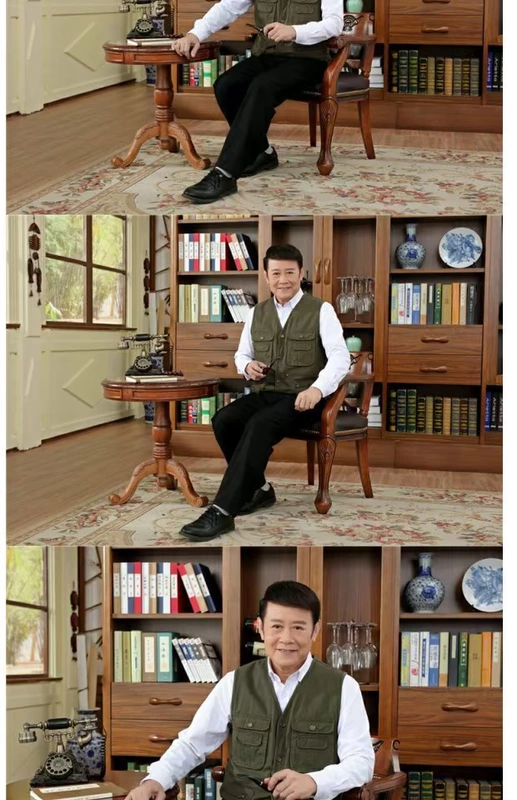 Trung niên xuân và mùa thu ngoài trời nhiều túi nam cotton thoáng khí vest vest vai câu cá phóng viên vest vest áo khoác đông nam
