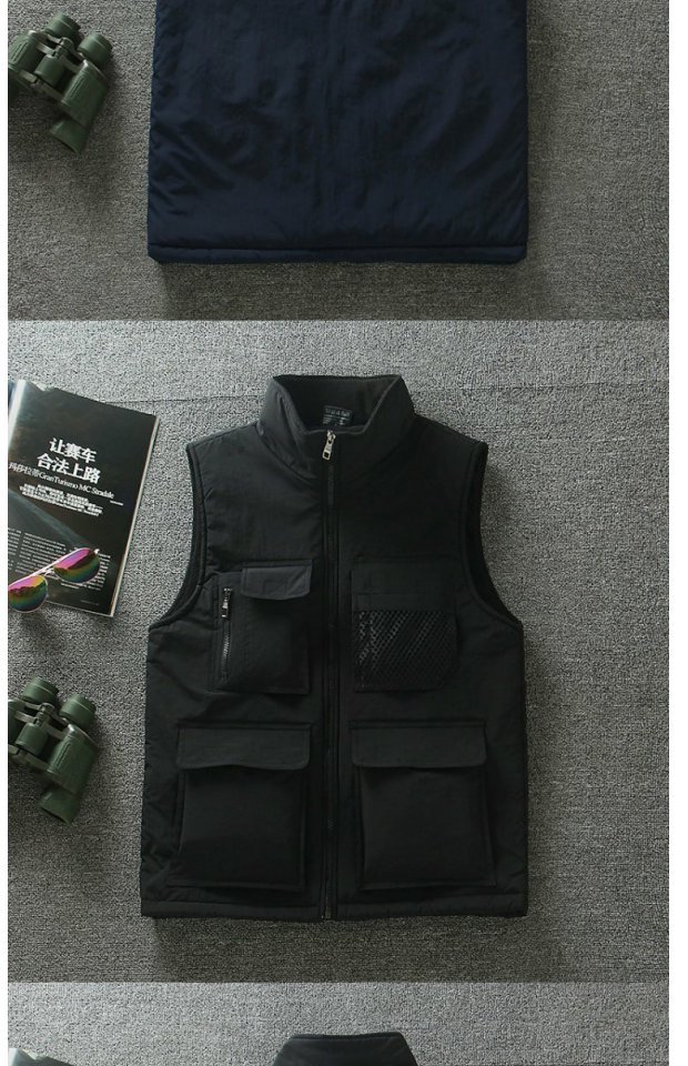 Người mẫu nam thu đông 2016 chụp ảnh áo vest nam nhiều túi cotton thủy triều cộng với áo nhung ấm áp vest vest áo khoác nam thu đông