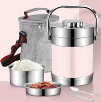 304 stainless steel insulated lunch box Office workers and students portable small 1 person bento box Double-layer pot insulation bucket