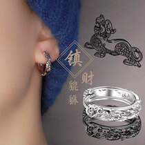 Pixiu sterling silver earrings men 2020 New Tide 990 silver single earrings women trend personality men earrings men men