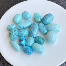 DIY аксессуары 原矿三无高瓷蓝网花果冻料湖北绿松石桶珠枣珠天珠 diy锁骨链吊坠