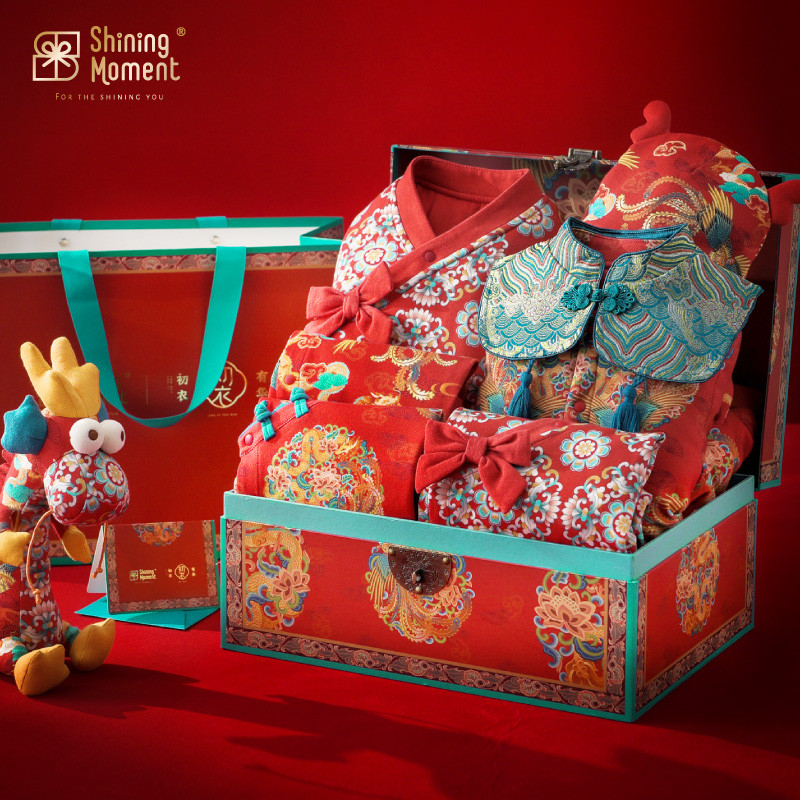 ShiningMoment baby gift boxes Guofeng Longfeng baby's first birth big gift bag 100 days full moon to be sent to China Chaotide-Taobao