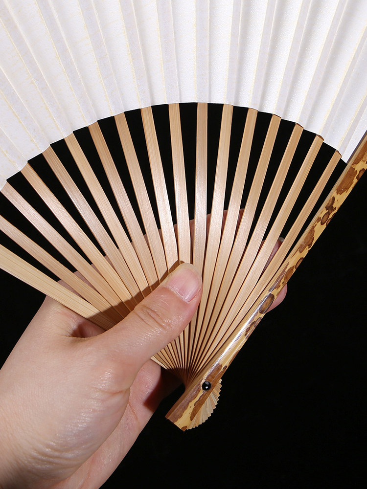 Premium Mei Fei Bamboo Fan 4-10inch Bamboo Art Fan for Women with Phoenix Eyes, Xiang Fei Bamboo Folding Fan with Suzhou Craftsmanship and Xuan Paper Fan Surface