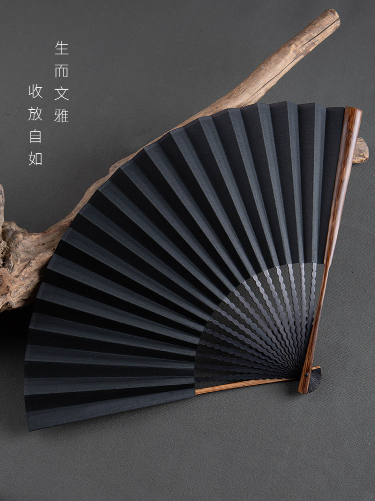 New Product: Brown Bamboo and Black Bamboo Core Fan with Dragon Scale Pattern, Fully Handcrafted, High-End 9.5inch Suzhou-Style Fan