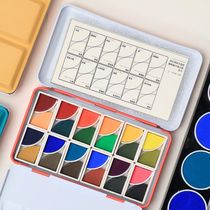 Brand new HB Holbein cake plate opaque 24-color watercolor paint portable tri-fold iron box acrylic