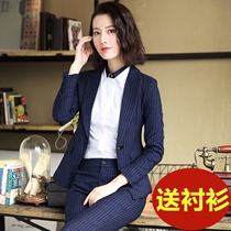 Suit Set Women 2021 Spring New Fashion Temperament Stripe Suit Professional Interview Formwork