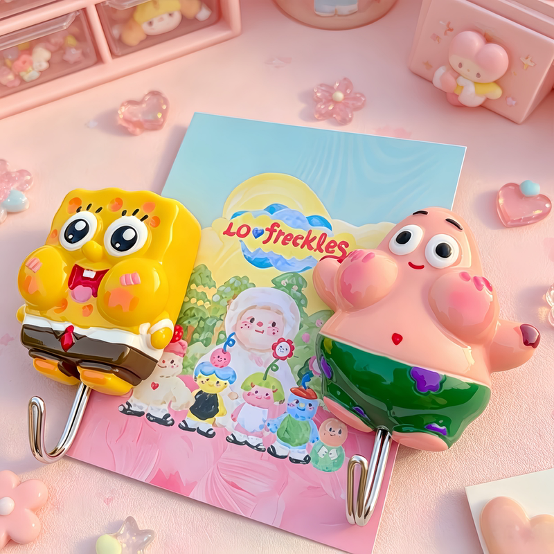 2-Pack Creative Cute 3D Face-Shaped Spongebob Hooks, Patrick Star Hooks, No-Drill Traceless Adhesive Hooks 2-Pack Creative Cute 3D Face-Shaped Spongebob Hooks, Patrick Star Hooks, No-Drill Traceless Adhesive Hooks