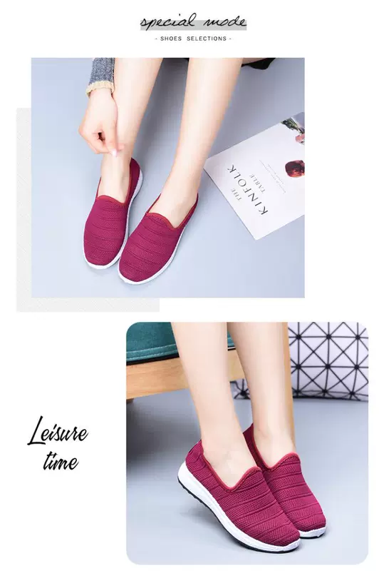 2017 mùa xuân và mùa hè mới của phụ nữ giày đơn tuổi Bắc Kinh giày vải của phụ nữ một chân phẳng với giản dị giày mềm hoang dã giày thấp