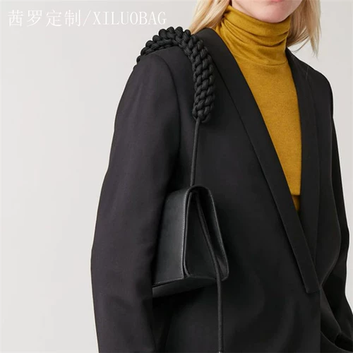 Небольшая дизайнерская плетеная сумка на одно плечо, черная сумка через плечо