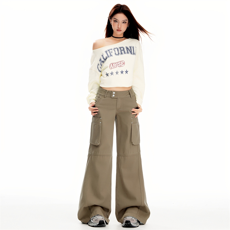 Low-Waist Workwear Flared Jeans, New Style, Loose Fit, Slimming, Slightly Flared Pants