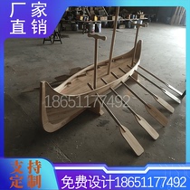 Wooden boat large outdoor pirate ship sailing boat landscape decoration boat props European wooden boat antique boat photography props