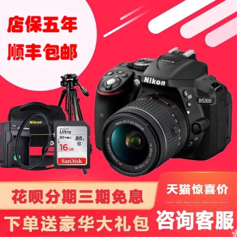 Interest-Free Nikon D5300 D5600 Dslr Camera Entry-Level High-Definition Camera 18-55/18-140 Hong Kong Version with Store Warranty