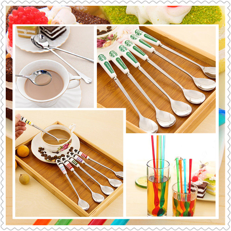 Small round head exquisite long handle spoon gentleman mustache coffee spoon stainless steel long handle spoon creative ice cream spoon