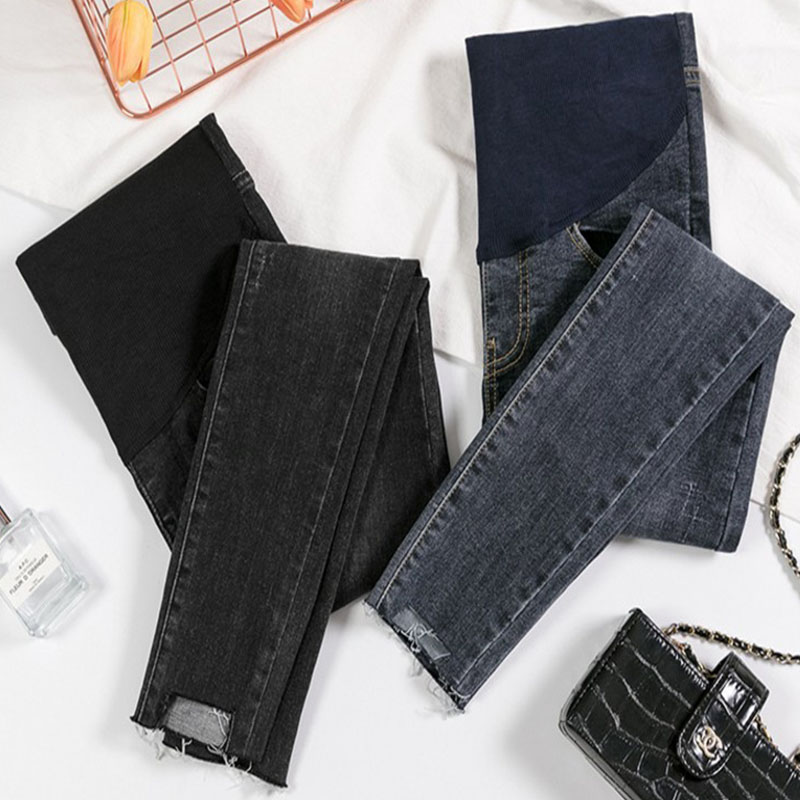 Maternity jeans spring and autumn style outside wearing the first three months of pregnancy autumn and winter thickened plus plus velvet tight narrow tube pants women