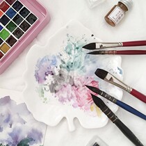 (Beauty of creation)Leaf-shaped high white ceramic palette Chinese painting watercolor gouache Acrylic pigment palette white porcelain