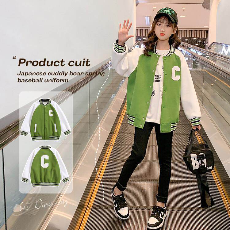 Girls spring coat 2022 new spring and autumn middle-aged children's fashion jacket children's spring baseball uniform trendy top