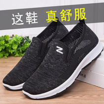 Middle Aged Sandals Mens Shoes Summer Old Beijing Cloth Shoes Mens Tennis Shoes Breathable Mesh Surface Summer One Foot Pedaling Dad Shoes