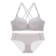 Siqing Cross Shoulder Strap Bra Chống Sỉ Lưng Đẹp Mỏng Gợi Cảm Tập Hợp Dàn Không Vòng Thép Bộ Đồ Lót Nữ - Áo ngực ren