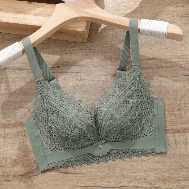 Silk lingerie women's small breasts gather to collect auxiliary milk anti-sagging brand bra without steel ring lace bra special cabinet