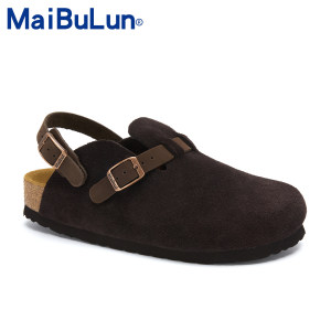 Mai Bulun Birkenstock Shoes, Two-Way Wear, First-Layer Suede Cowhide Birkenstock Retro Flat Slip-On Clogs with Cork Insole