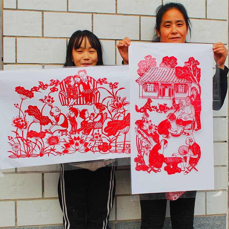 Paper Cut Painting China Wind Pure Handmade Pieces Paper Sculpture 100 Good Filial Piety to the Decorative Painting Hollowed-out Home Wind Family Training Gifts