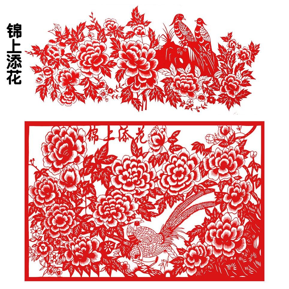 Pure hand-made large artistic paper cutting works living room decoration painting with Chinese wind red paper carving finished