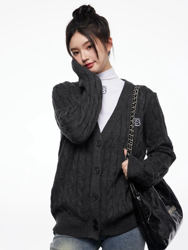 ELEVEN SLEEP Осенний трикотажный шерстяной кардиган, ретро свитер, куртка