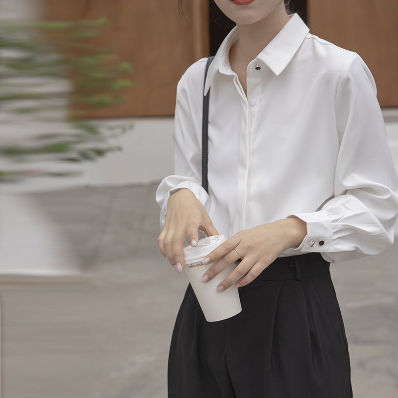 White Long-Sleeved Shirt, Professional Formal Workwear, Interview Workwear, Thickened Top, Autumn and Winter Elegant Commuter Shirt for Women White Long-Sleeved Shirt, Professional Formal Workwear, Interview Workwear, Thickened Top, Autumn and Winter Elegant Commuter Shirt for Women