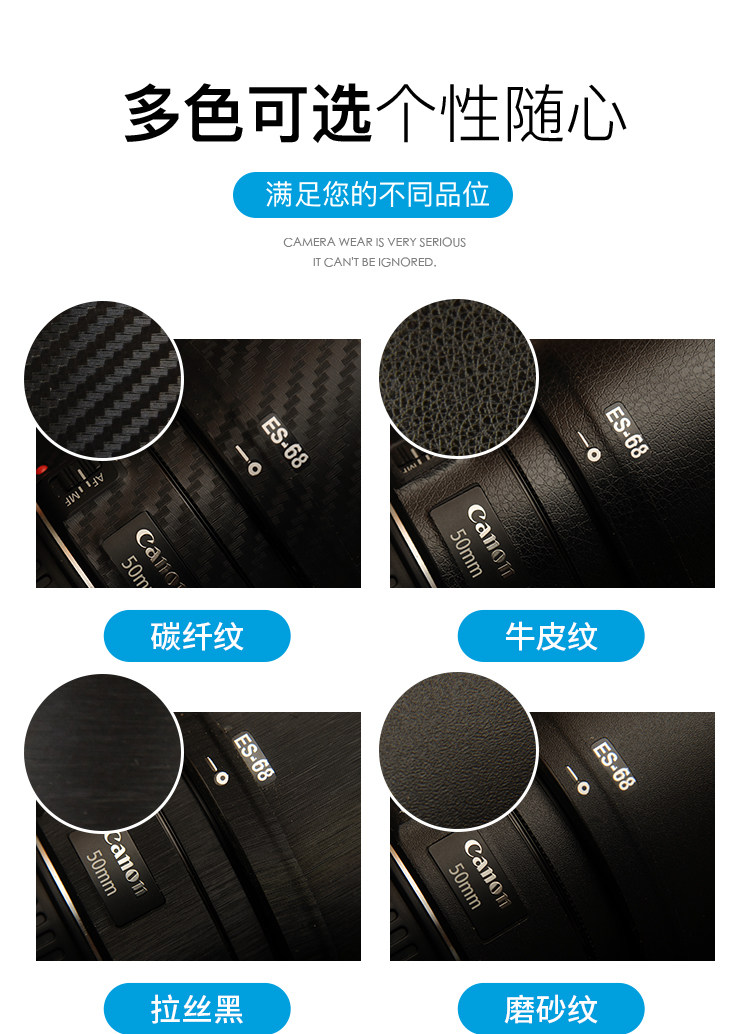 Защитная пленка для экрана фотокамеры 佳能50mmf1.8stm三代镜头迷彩磨砂碳纤矩阵美保护贴本镜身贴膜 Pim