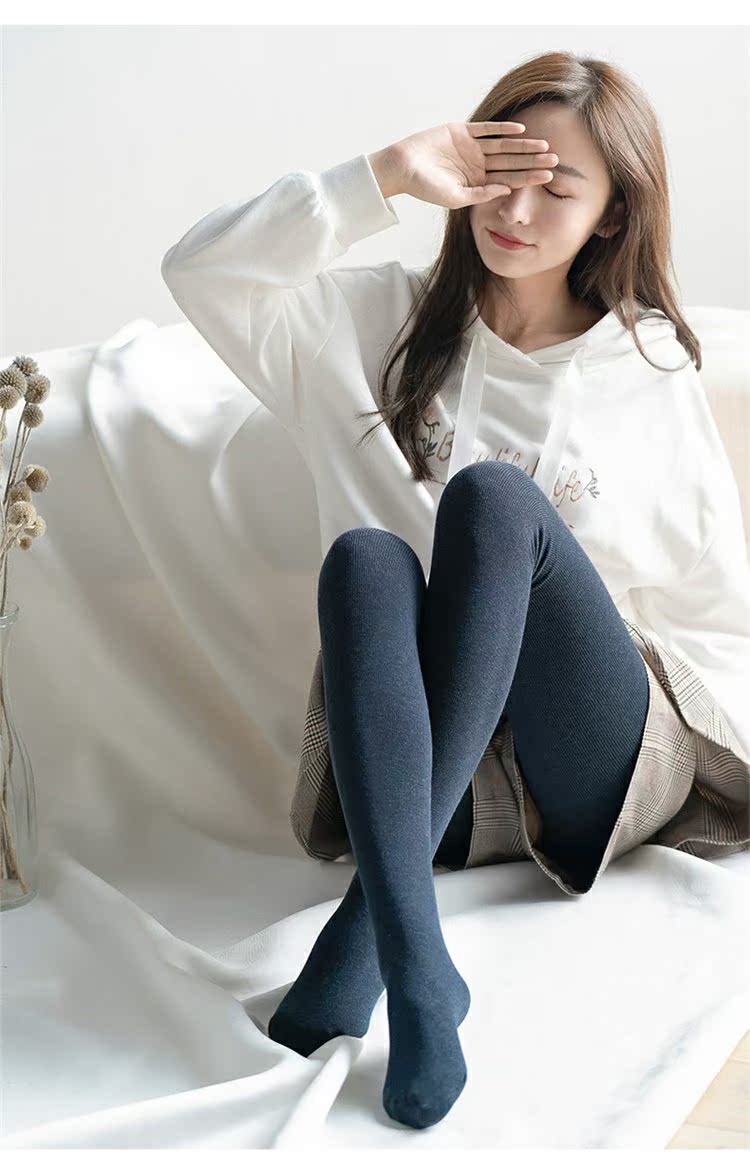Mùa thu và mùa đông vớ 800D cộng với nhung dày thậm chí vớ chân cotton sọc dọc vi áp lực là mỏng và áp lực nhẹ chân legging quần tất siêu mỏng mùa hè